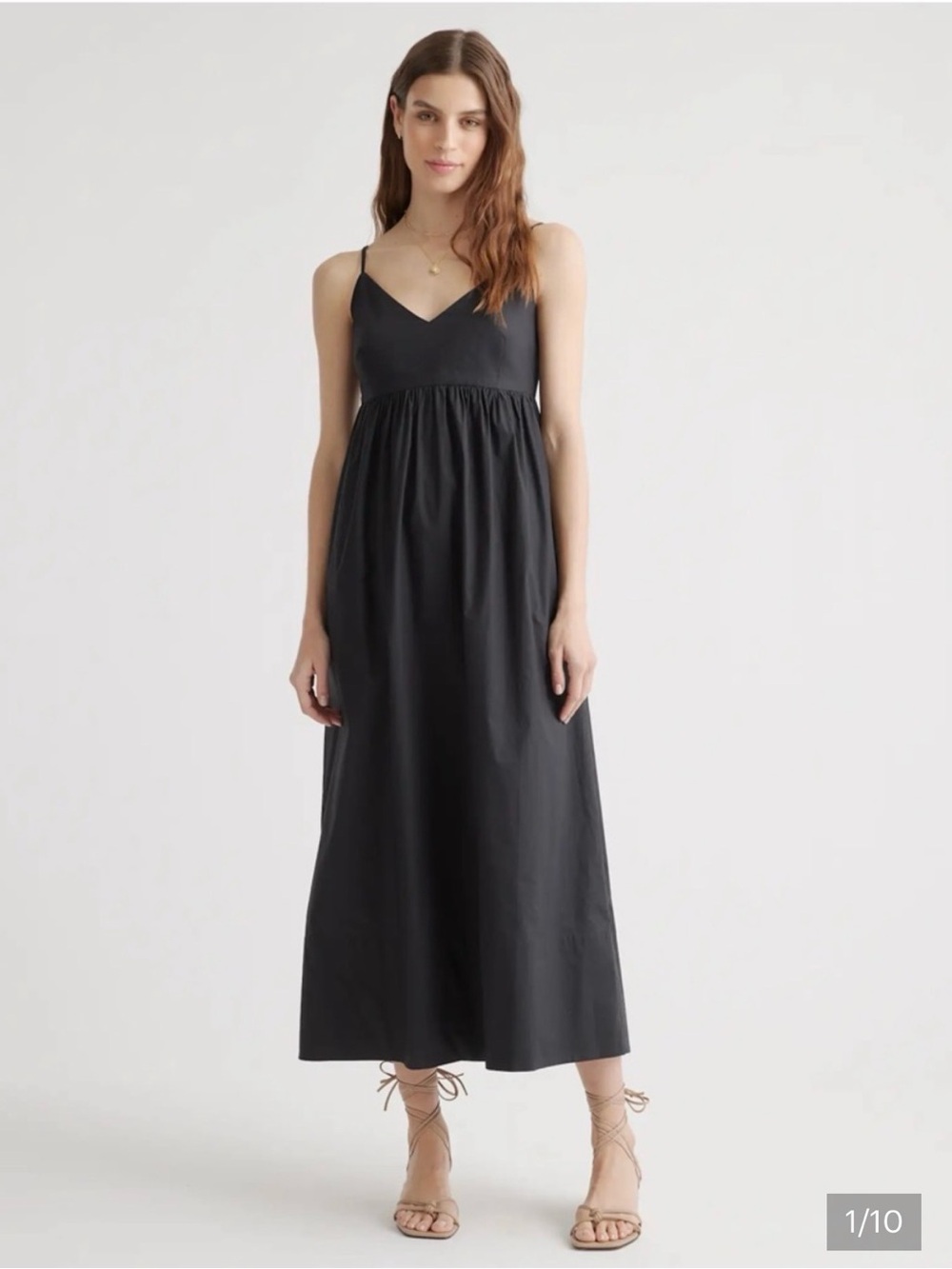 Quince Navy blue V-Neck Spaghetti Strap Maxi Dress